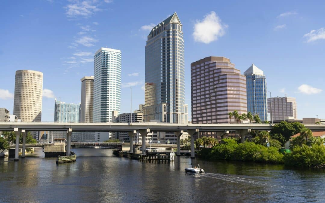 Downtwon City Skyline and Waterways of Tampa Florida