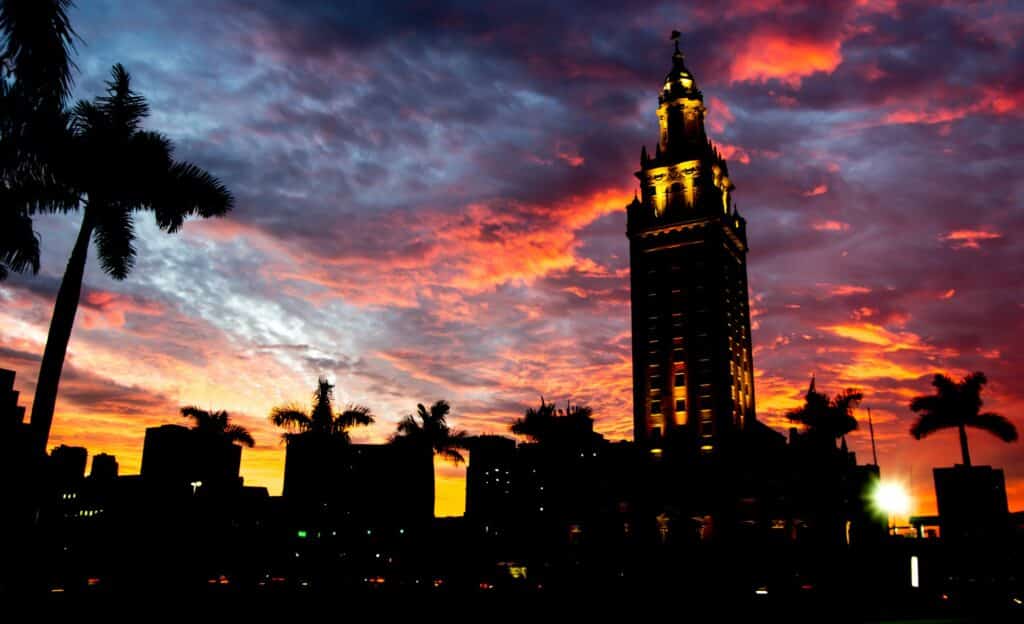 Miami Bayside at sunset