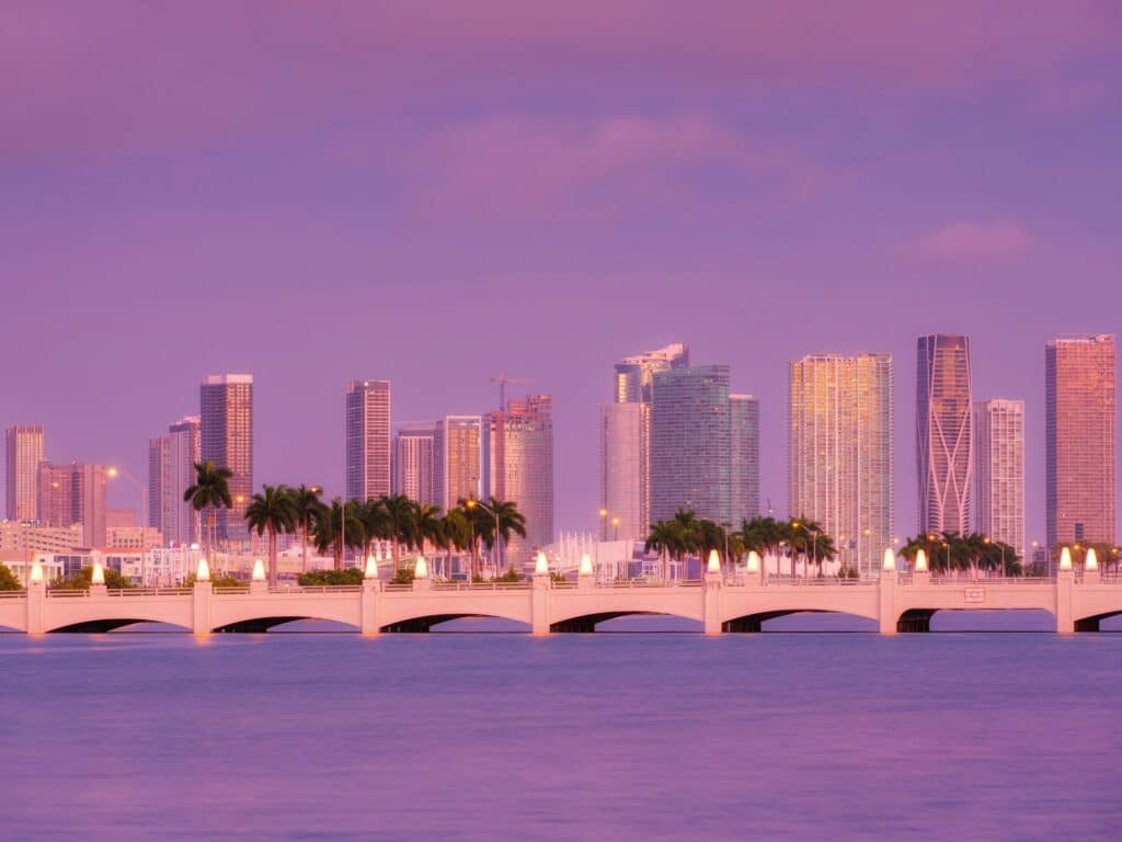 Miami skyline at sunrsie